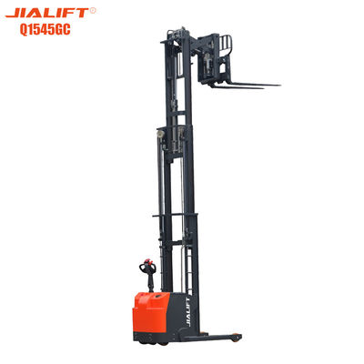 คุณภาพ  UL Electric Reach Walkie Stacker Standing On 1500kg Lifting Height 4500mm โรงงาน